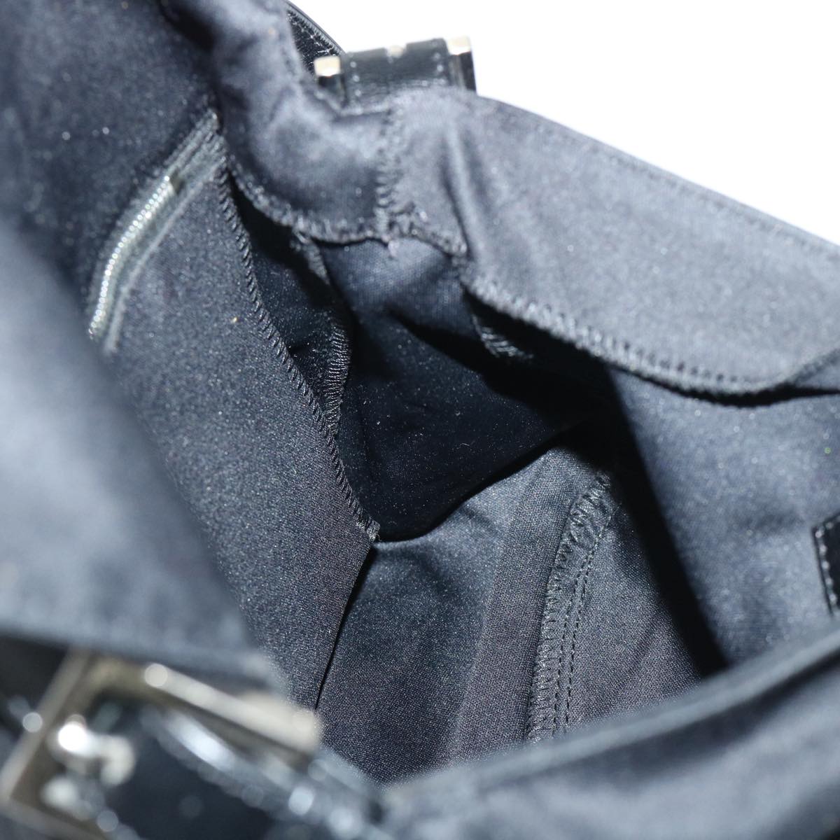 FENDI Mamma Baguette Shoulder Bag Nylon Black 51656