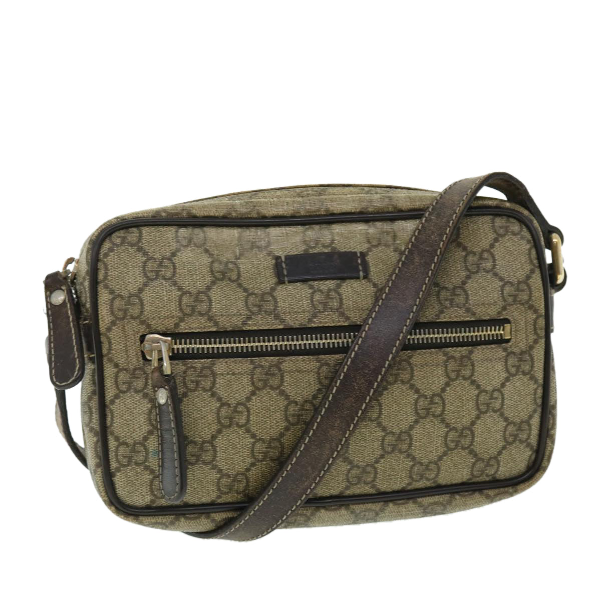 GUCCI GG Canvas Shoulder Bag PVC Leather Beige 51841