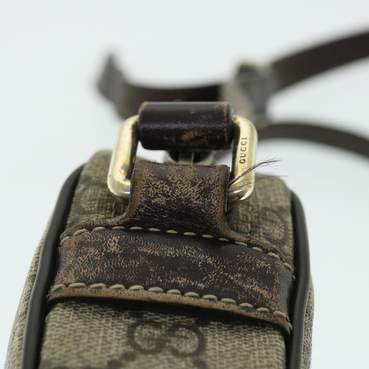 GUCCI GG Canvas Shoulder Bag PVC Leather Beige 51841