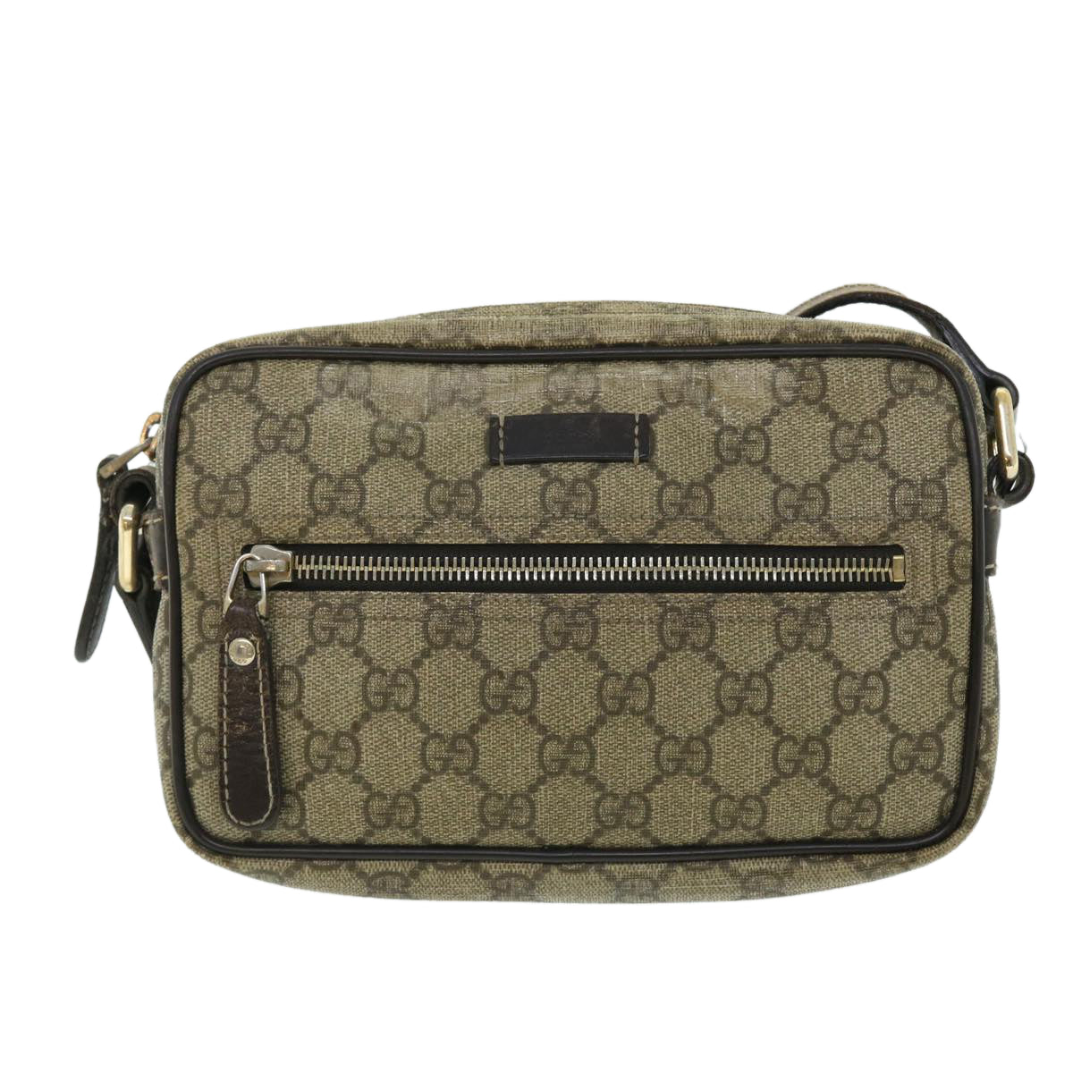 GUCCI GG Canvas Shoulder Bag PVC Leather Beige 51841