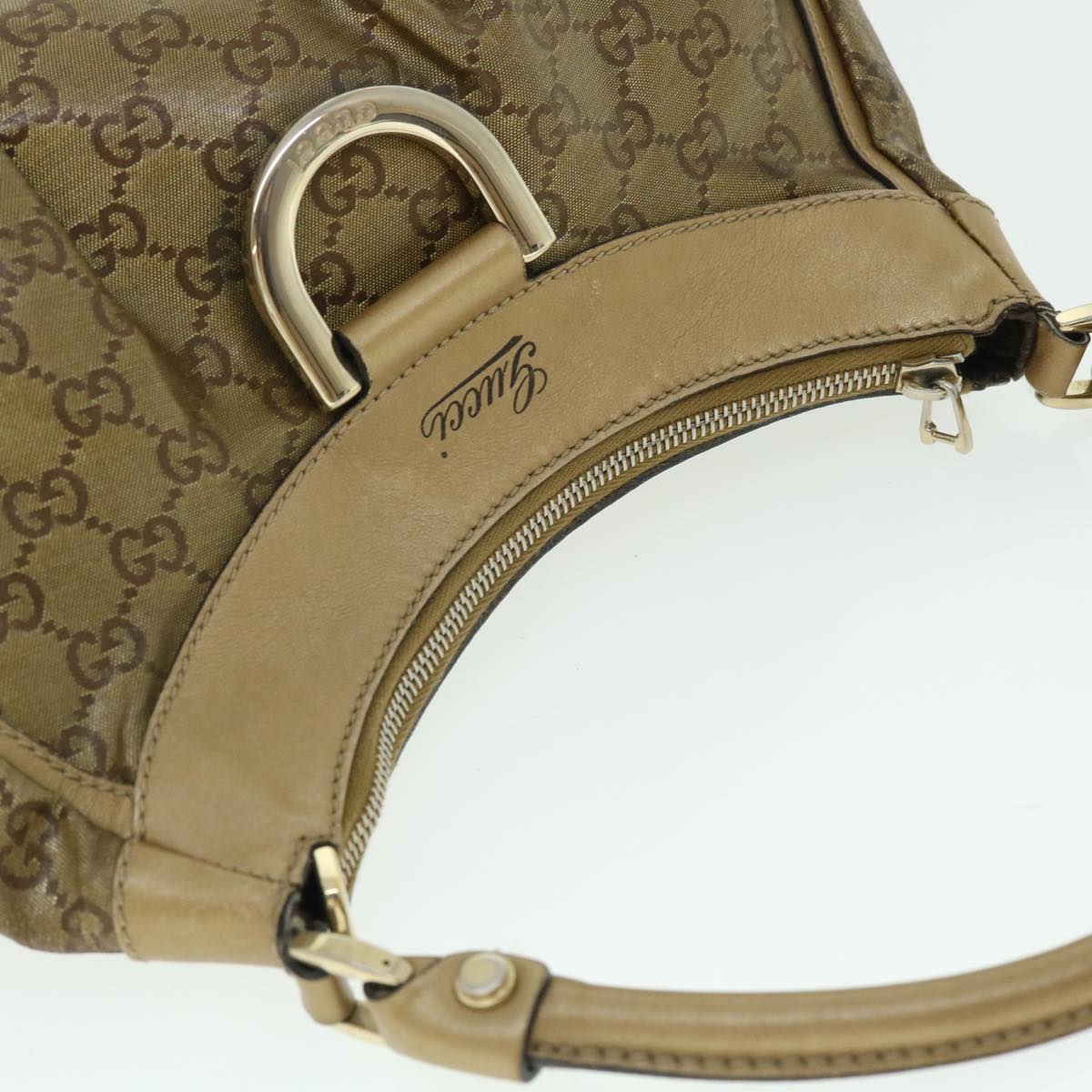 GUCCI GG Crystal Canvas Shoulder Bag Coated Canvas Gold Tone 190525 51845