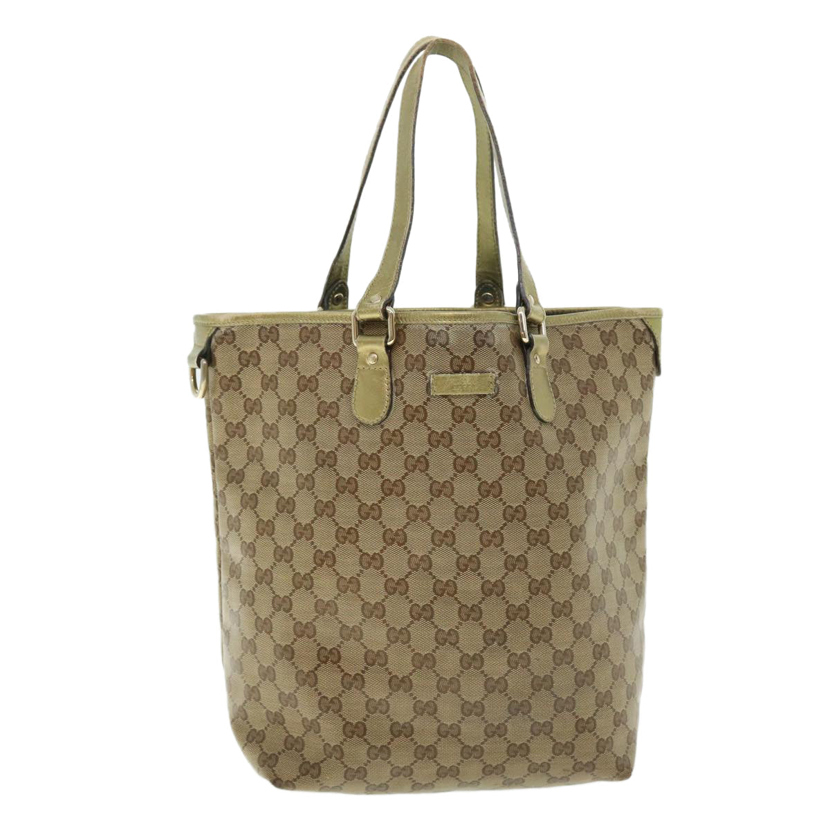 GUCCI GG Crystal Canvas Tote Bag Coated Canvas Beige Gold Tone 51846