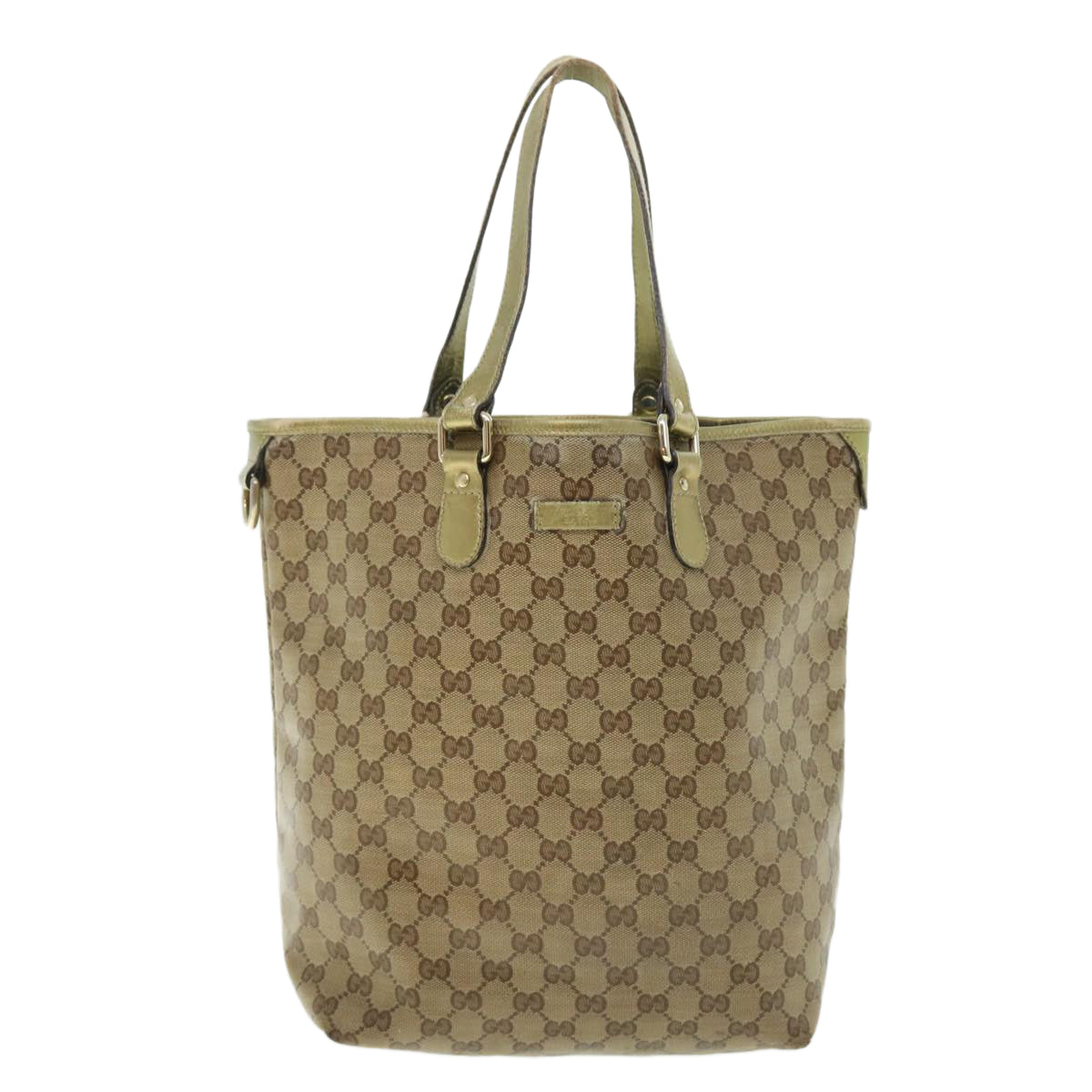 GUCCI GG Crystal Canvas Tote Bag Coated Canvas Beige Gold Tone 51846