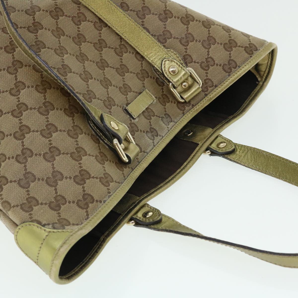 GUCCI GG Crystal Canvas Tote Bag Coated Canvas Beige Gold Tone 51846