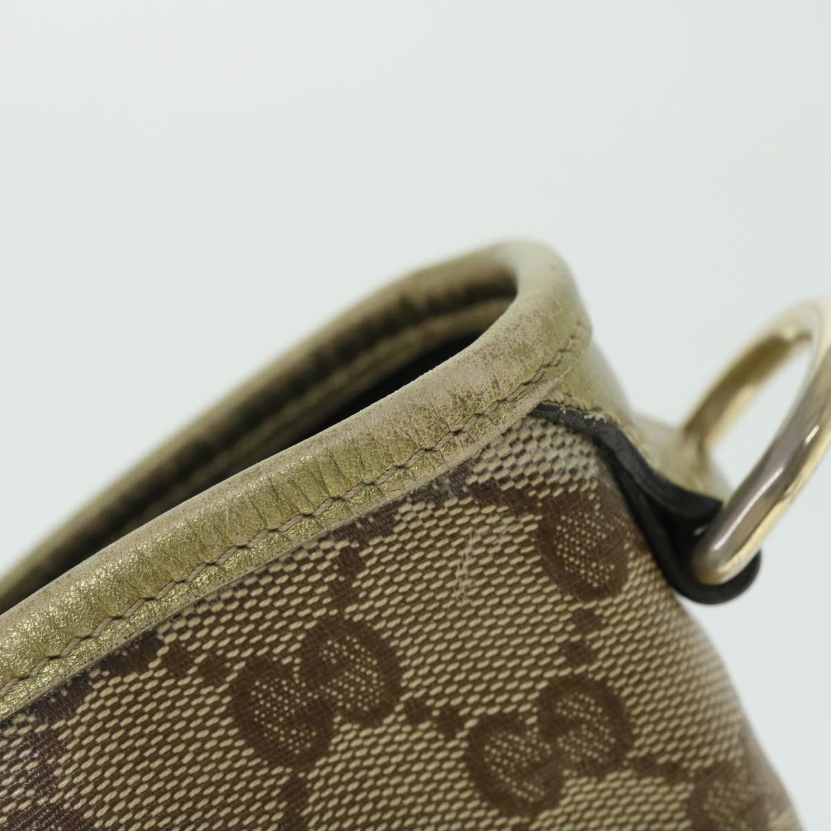 GUCCI GG Crystal Canvas Tote Bag Coated Canvas Beige Gold Tone 51846