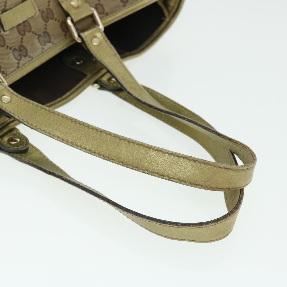 GUCCI GG Crystal Canvas Tote Bag Coated Canvas Beige Gold Tone 51846