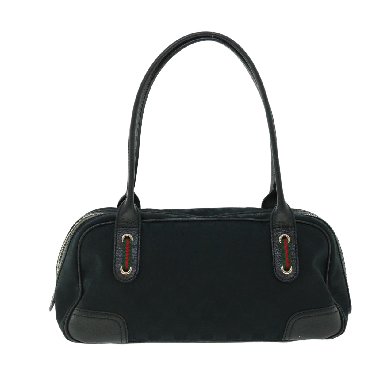 GUCCI GG Canvas Web Sherry Line Hand Bag Black Red Green 51850