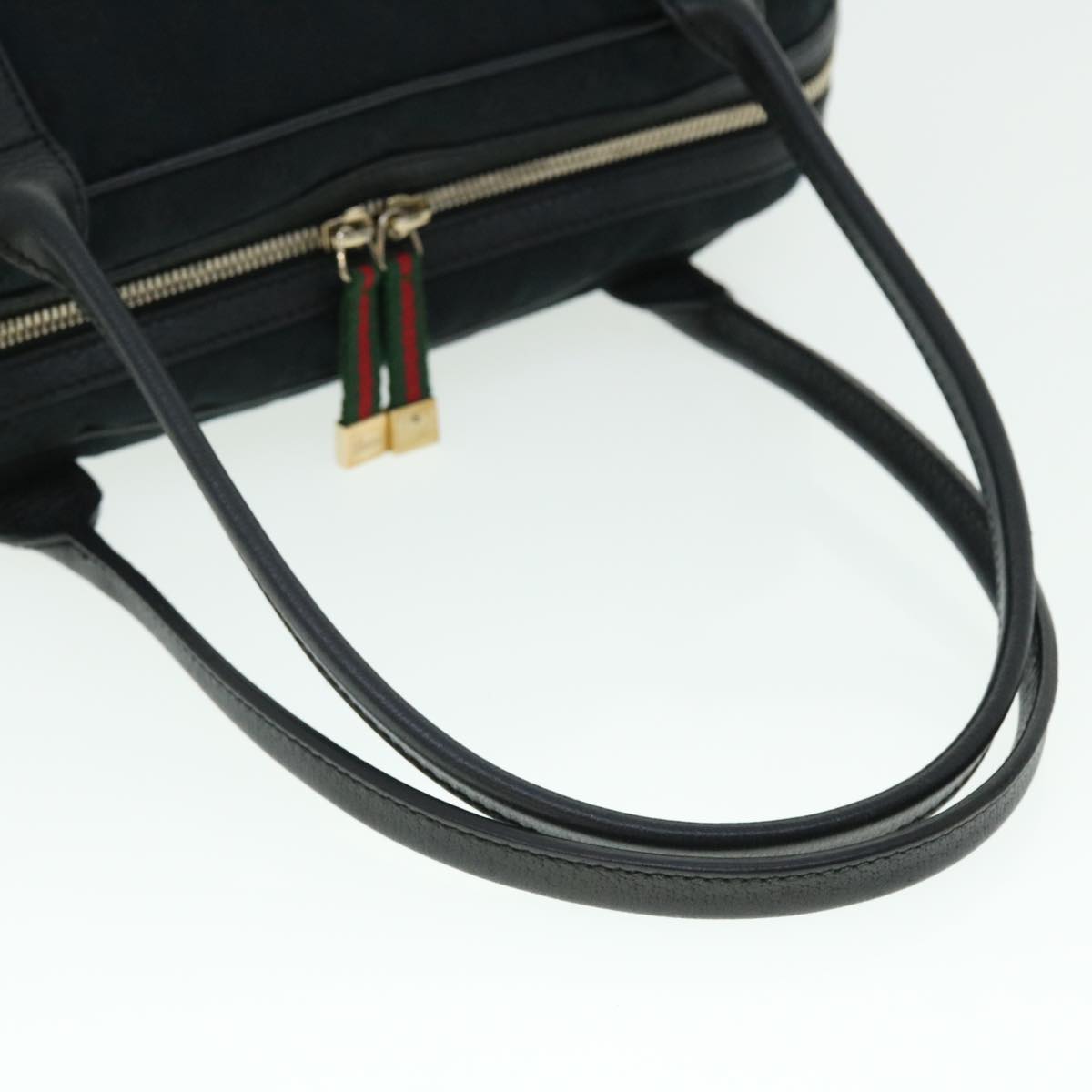 GUCCI GG Canvas Web Sherry Line Hand Bag Black Red Green 51850