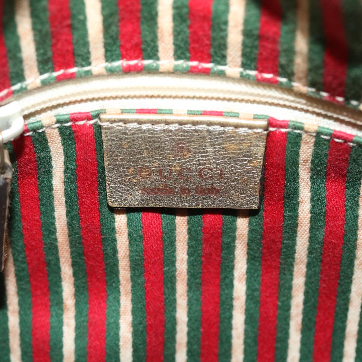 GUCCI GG Canvas Web Sherry Line Hand Bag Beige Red Green 51851