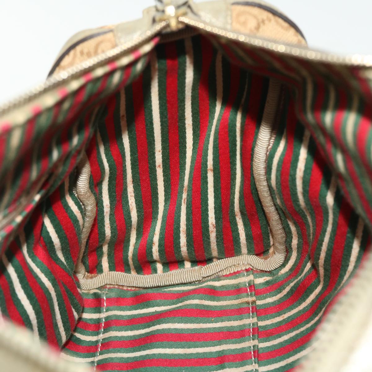 GUCCI GG Canvas Web Sherry Line Hand Bag Beige Red Green 51851
