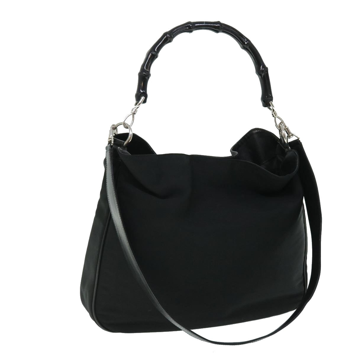 GUCCI Bamboo Shoulder Bag Nylon 2way Black 51852