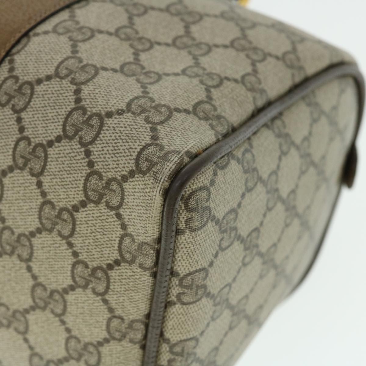 GUCCI GG Canvas Web Sherry Line Hand Bag PVC Leather Beige Red Green 51854