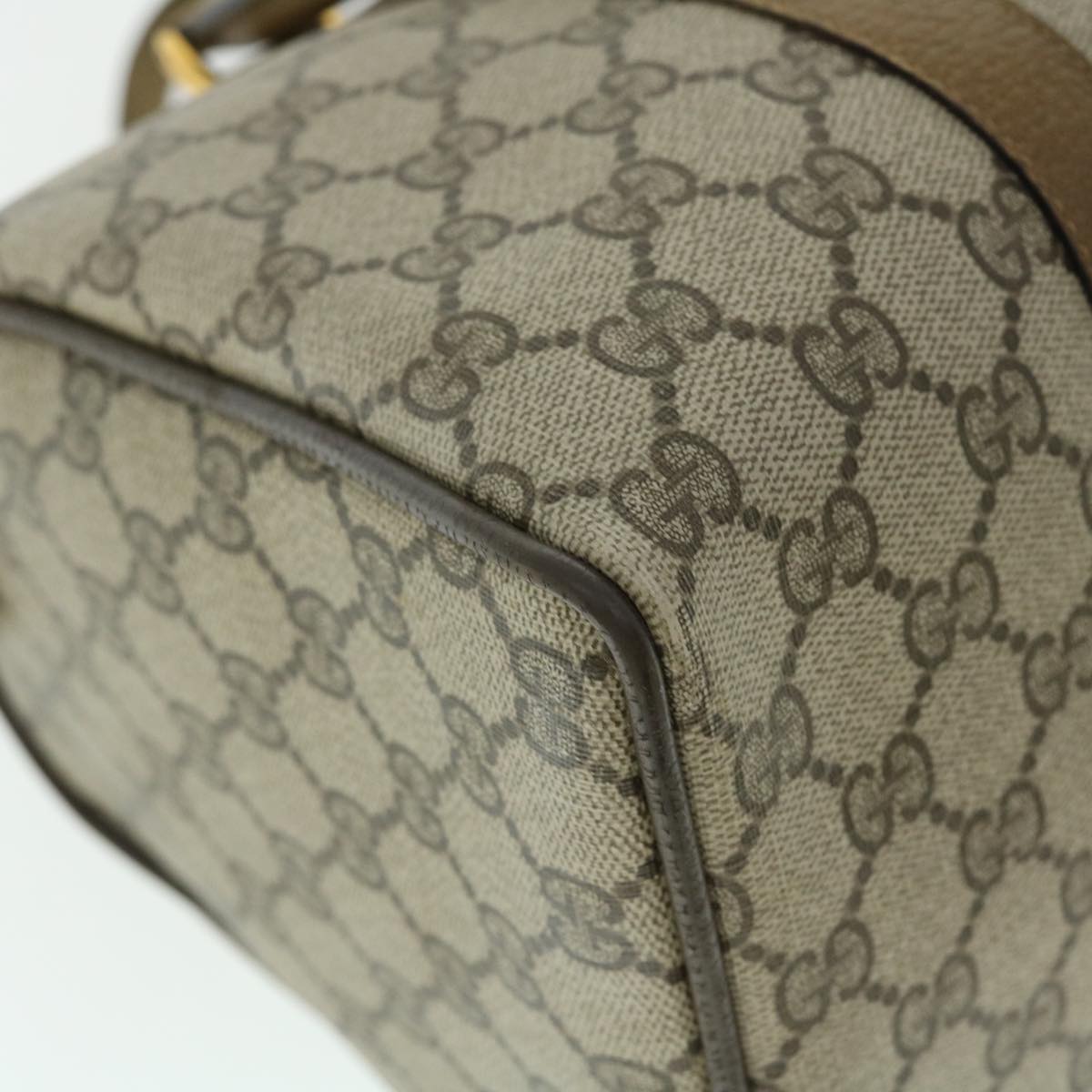 GUCCI GG Canvas Web Sherry Line Hand Bag PVC Leather Beige Red Green 51854