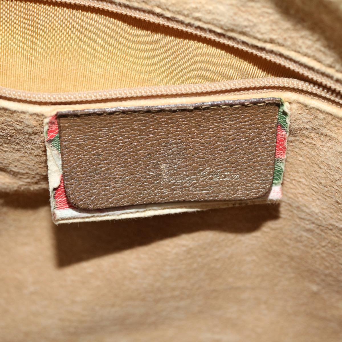 GUCCI GG Canvas Web Sherry Line Hand Bag PVC Leather Beige Red Green 51854