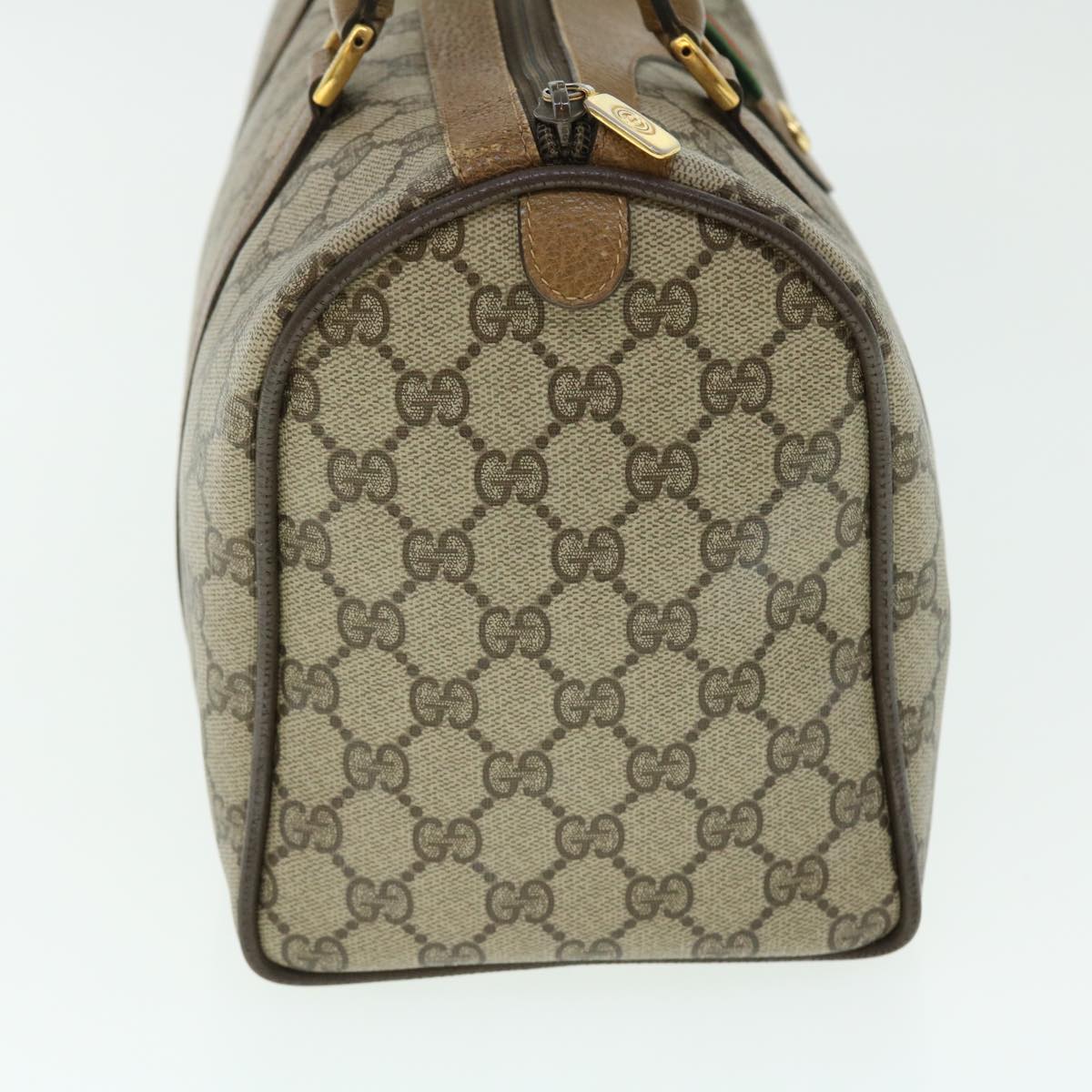 GUCCI GG Canvas Web Sherry Line Hand Bag PVC Leather Beige Red Green 51854