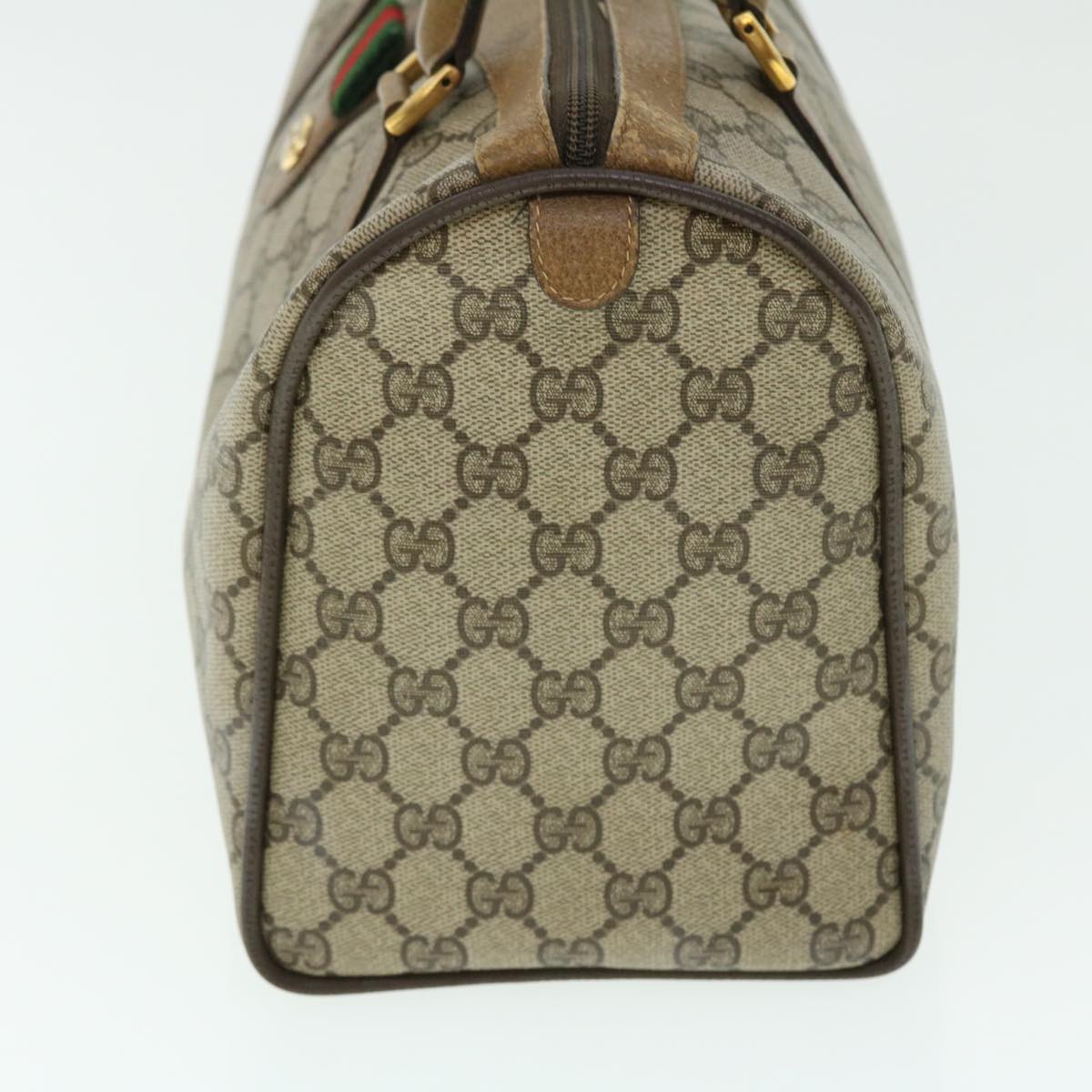 GUCCI GG Canvas Web Sherry Line Hand Bag PVC Leather Beige Red Green 51854