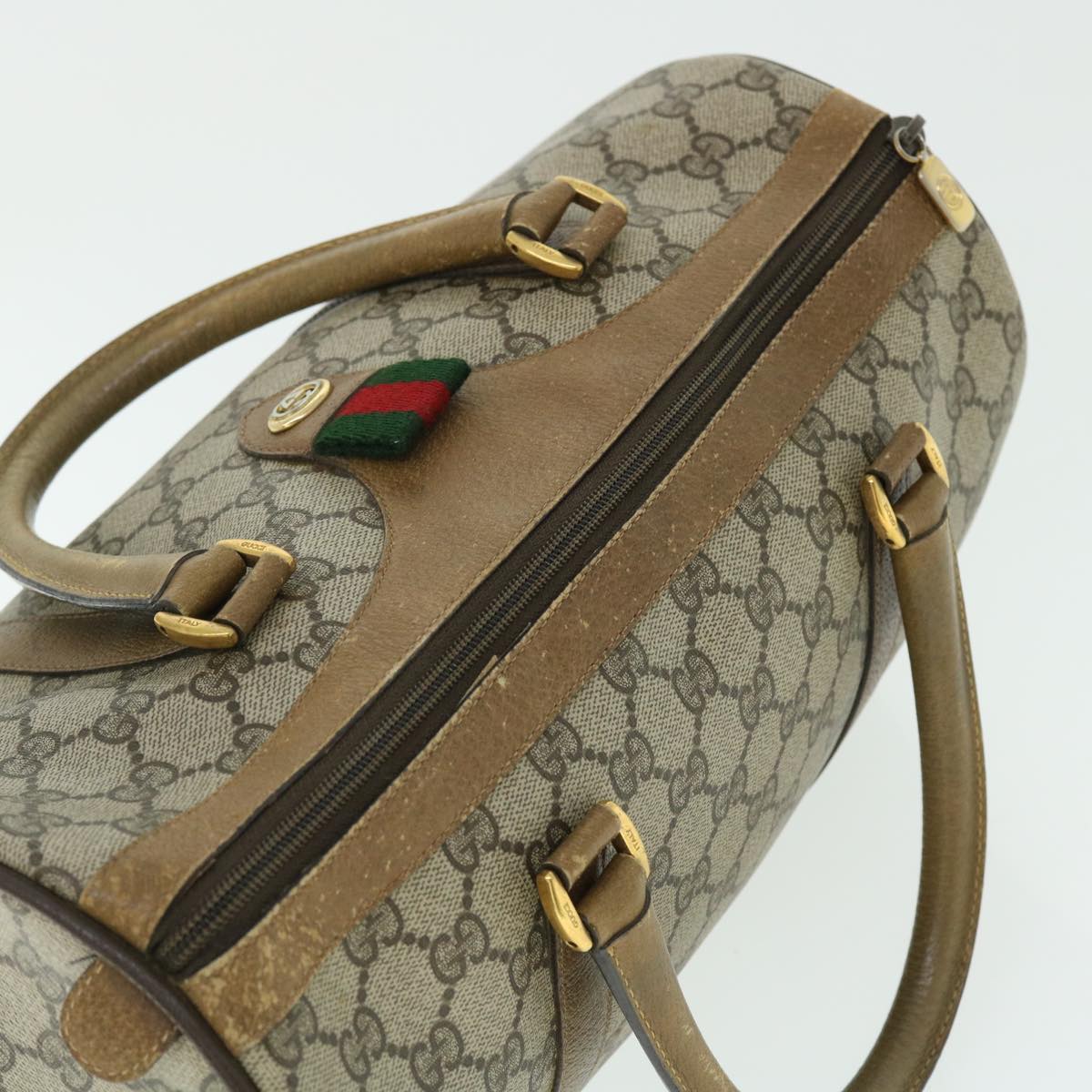 GUCCI GG Canvas Web Sherry Line Hand Bag PVC Leather Beige Red Green 51854