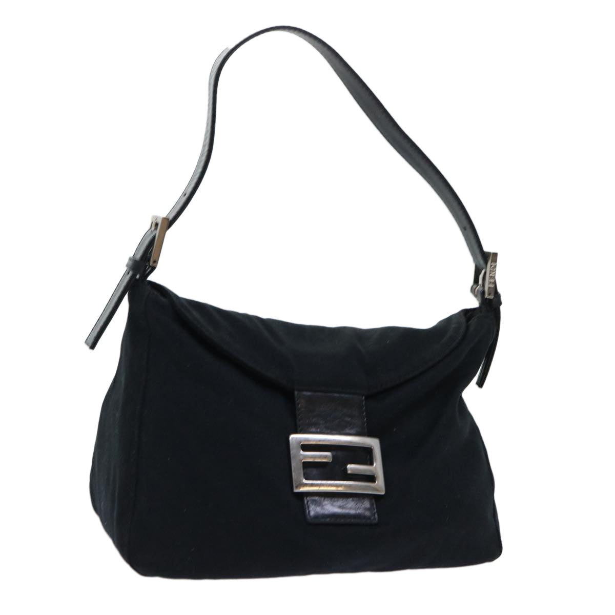 FENDI Mamma Baguette Shoulder Bag Nylon Black 51886