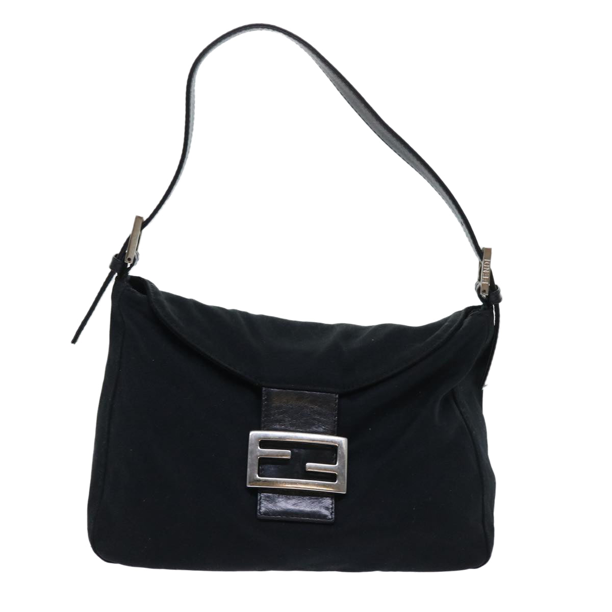 FENDI Mamma Baguette Shoulder Bag Nylon Black 51886