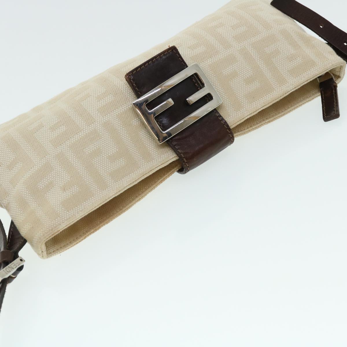 FENDI Zucca Canvas Mamma Baguette Shoulder Bag Beige 51888