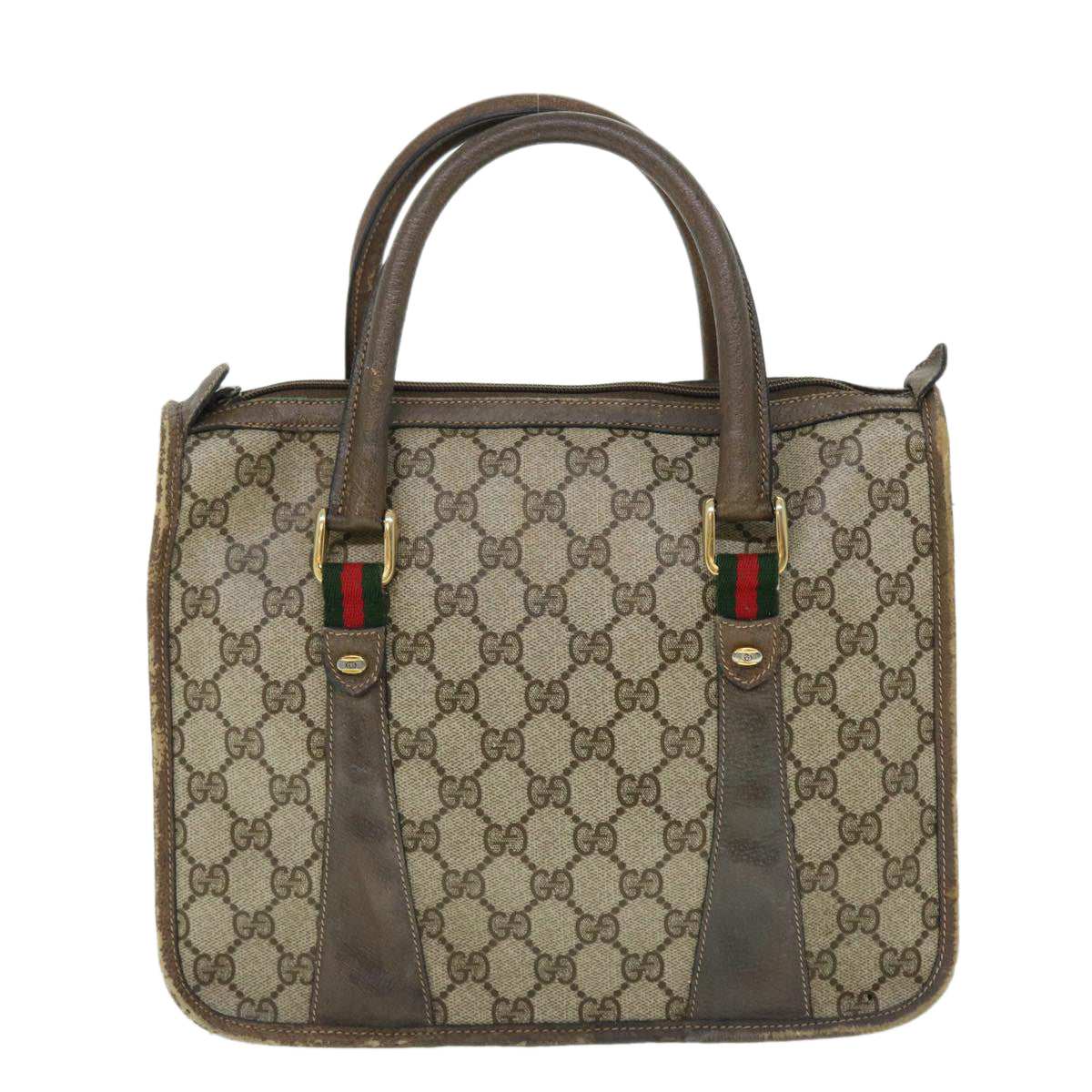 GUCCI GG Supreme Web Sherry Line Hand Bag Beige Green Red 51972