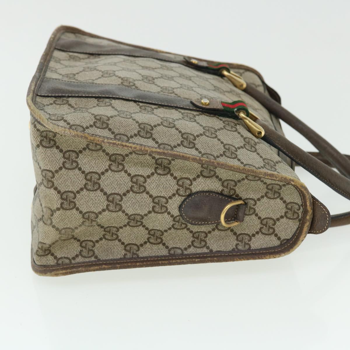 GUCCI GG Supreme Web Sherry Line Hand Bag Beige Green Red 51972