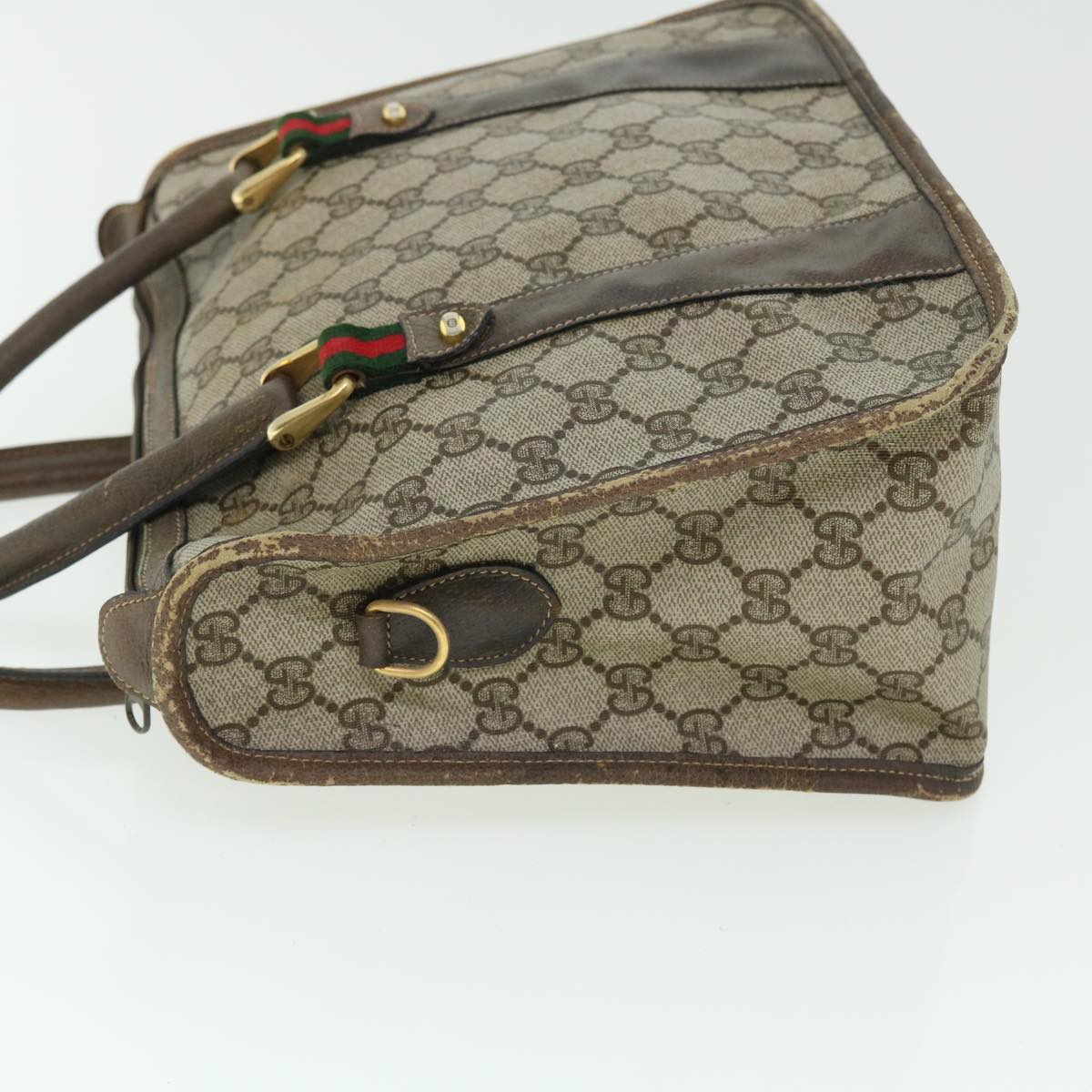 GUCCI GG Supreme Web Sherry Line Hand Bag Beige Green Red 51972