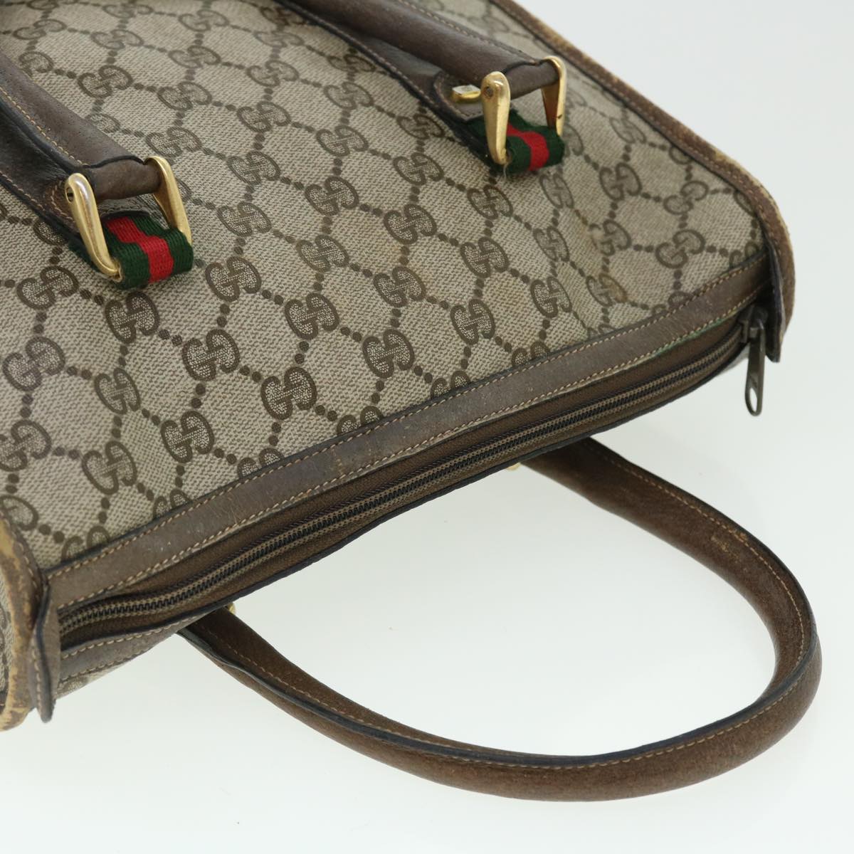 GUCCI GG Supreme Web Sherry Line Hand Bag Beige Green Red 51972