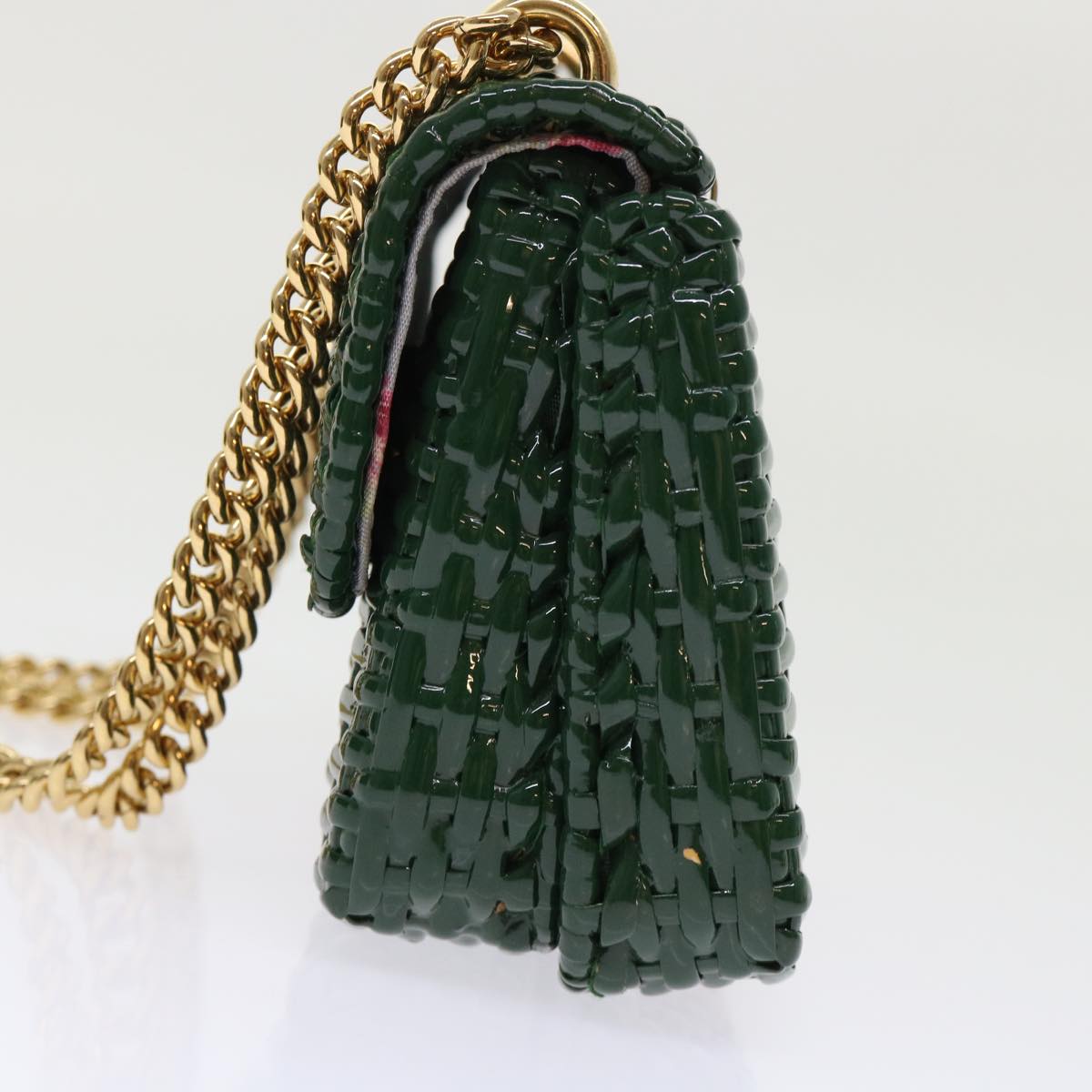 GUCCI Wicker Chain Web Sherry Line Bag Wood Red Green 524829 51974A