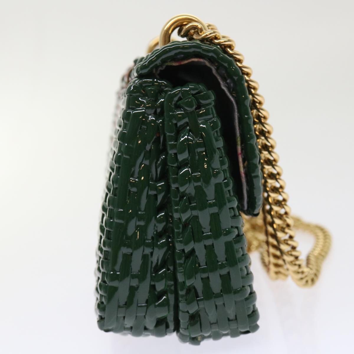 GUCCI Wicker Chain Web Sherry Line Bag Wood Red Green 524829 51974A