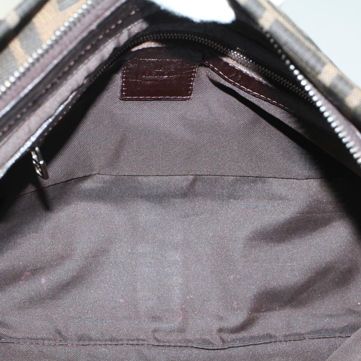 FENDI Zucca Canvas Mamma Baguette Shoulder Bag Black Brown 52008
