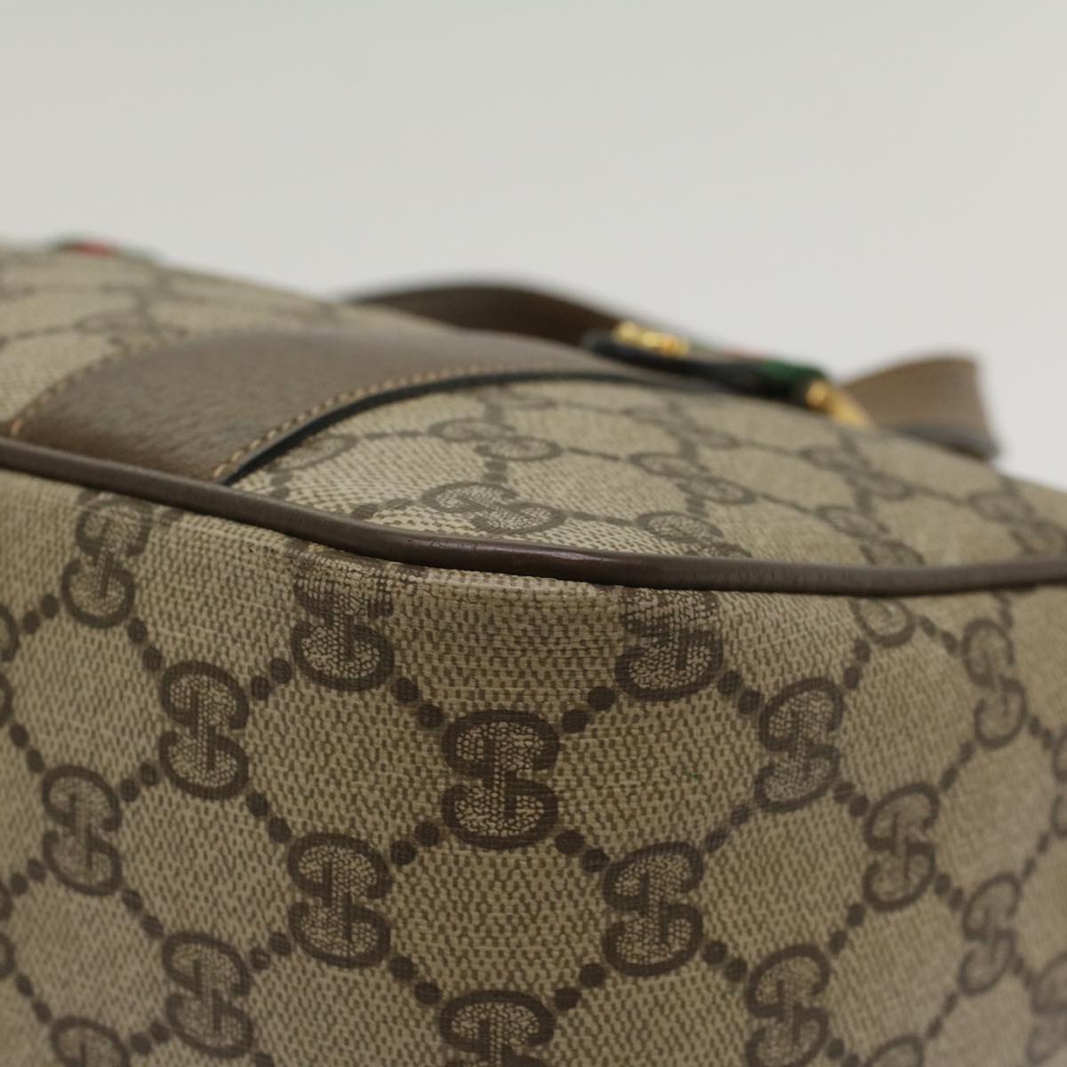 GUCCI GG Canvas Web Sherry Line Boston Bag Beige Red 39•02•040 52018
