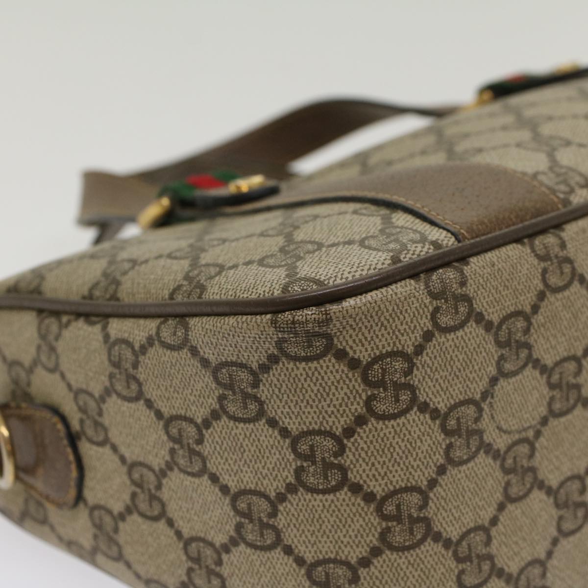 GUCCI GG Canvas Web Sherry Line Boston Bag Beige Red 39•02•040 52018
