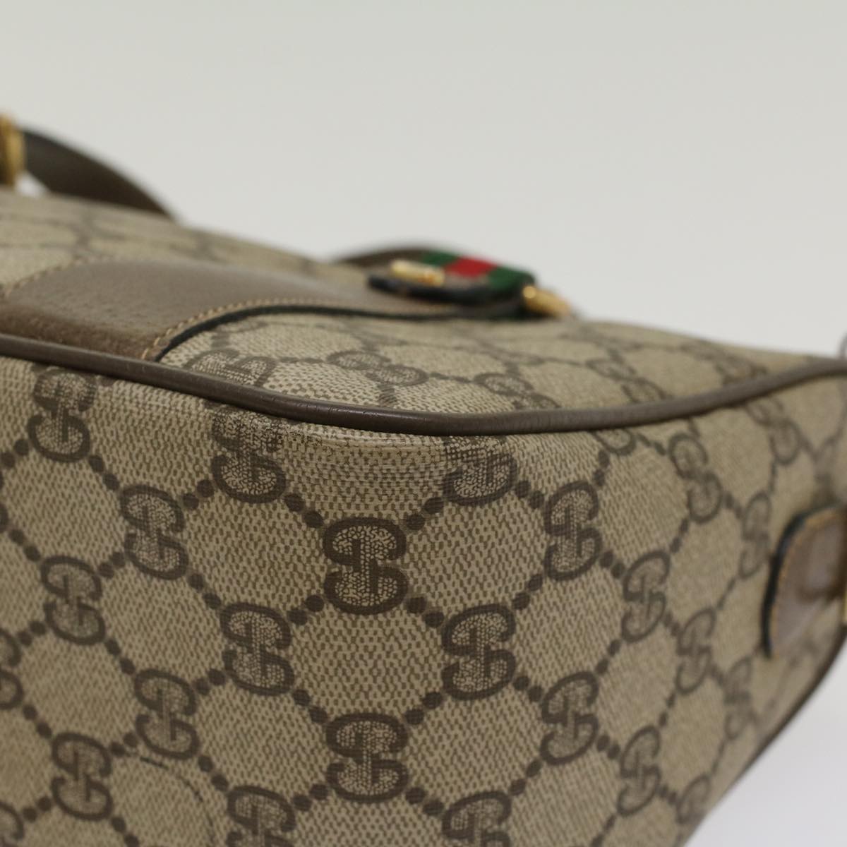 GUCCI GG Canvas Web Sherry Line Boston Bag Beige Red 39•02•040 52018
