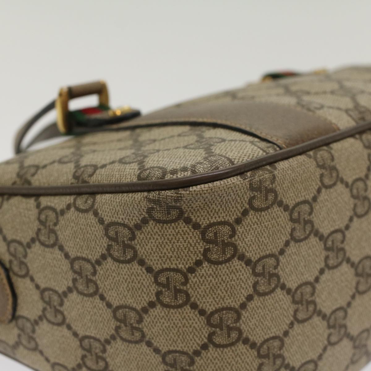 GUCCI GG Canvas Web Sherry Line Boston Bag Beige Red 39•02•040 52018