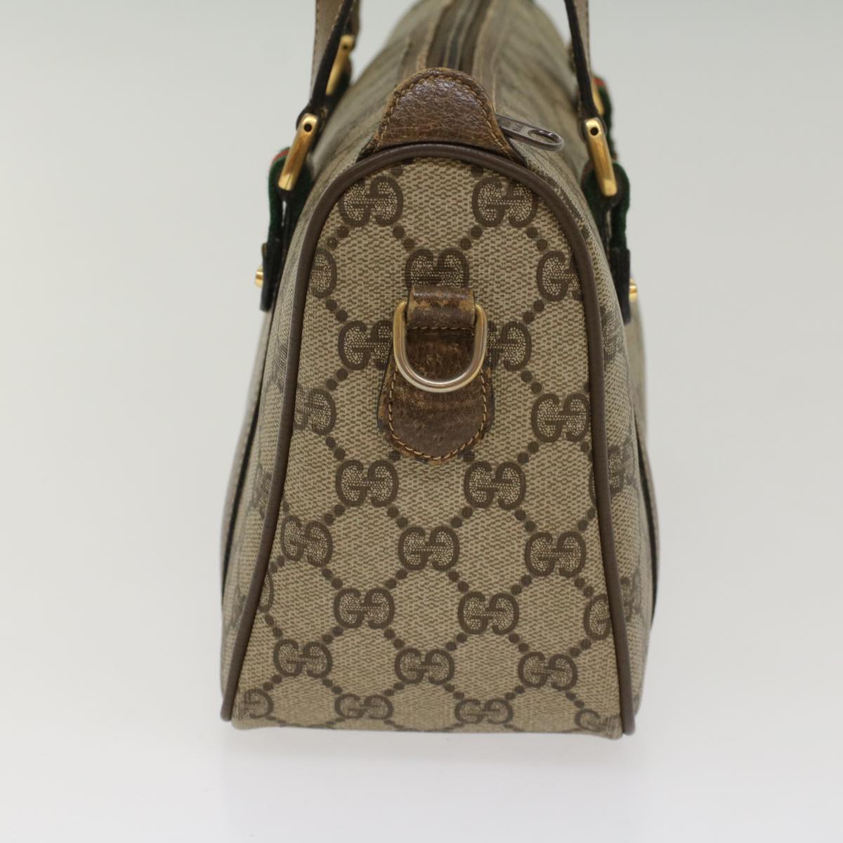 GUCCI GG Canvas Web Sherry Line Boston Bag Beige Red 39•02•040 52018