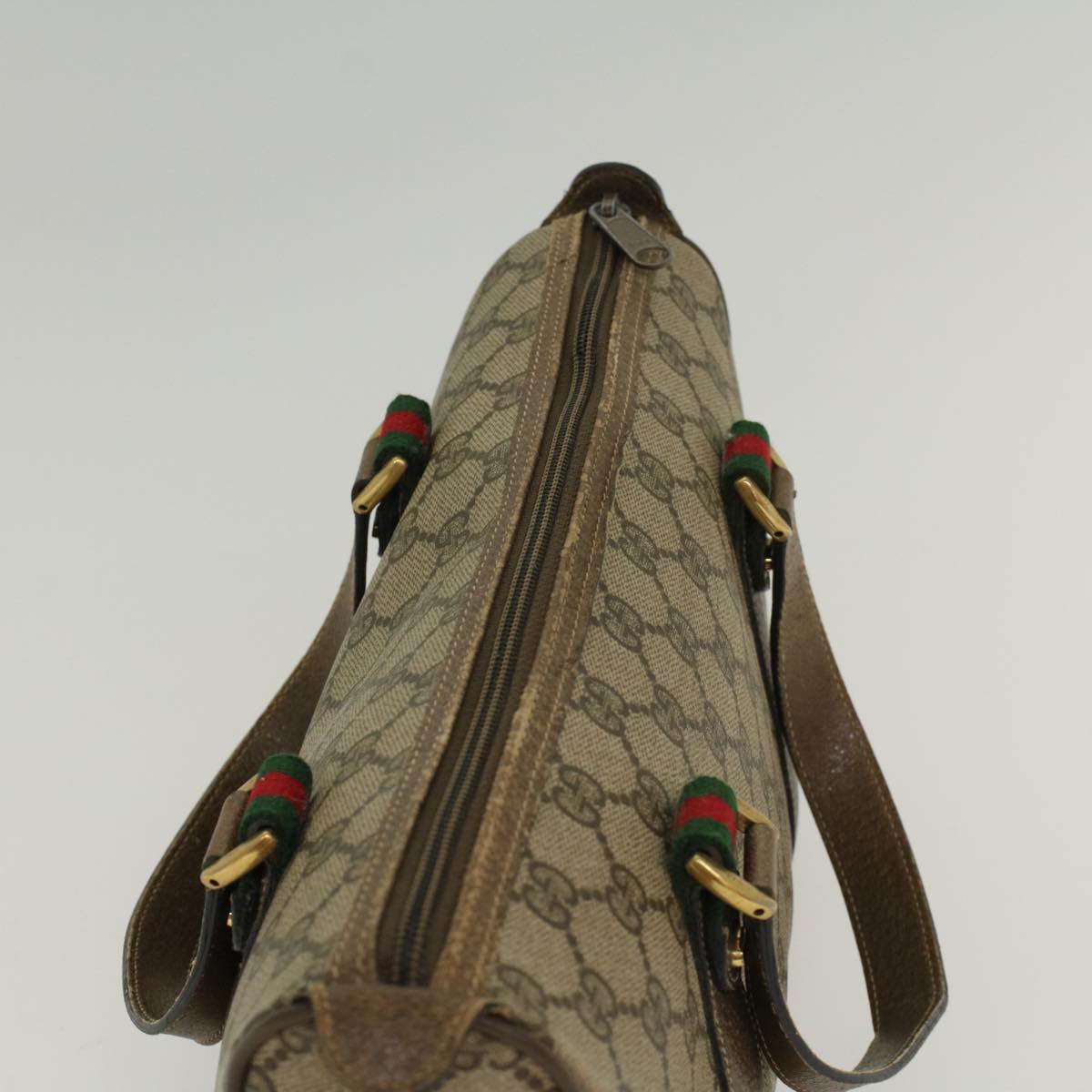 GUCCI GG Canvas Web Sherry Line Boston Bag Beige Red 39•02•040 52018