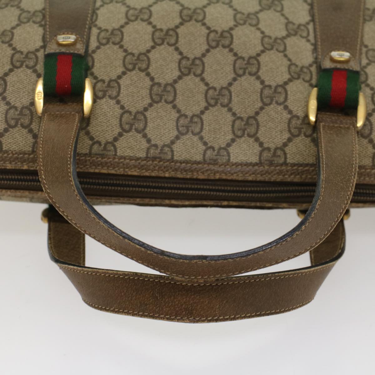 GUCCI GG Canvas Web Sherry Line Boston Bag Beige Red 39•02•040 52018