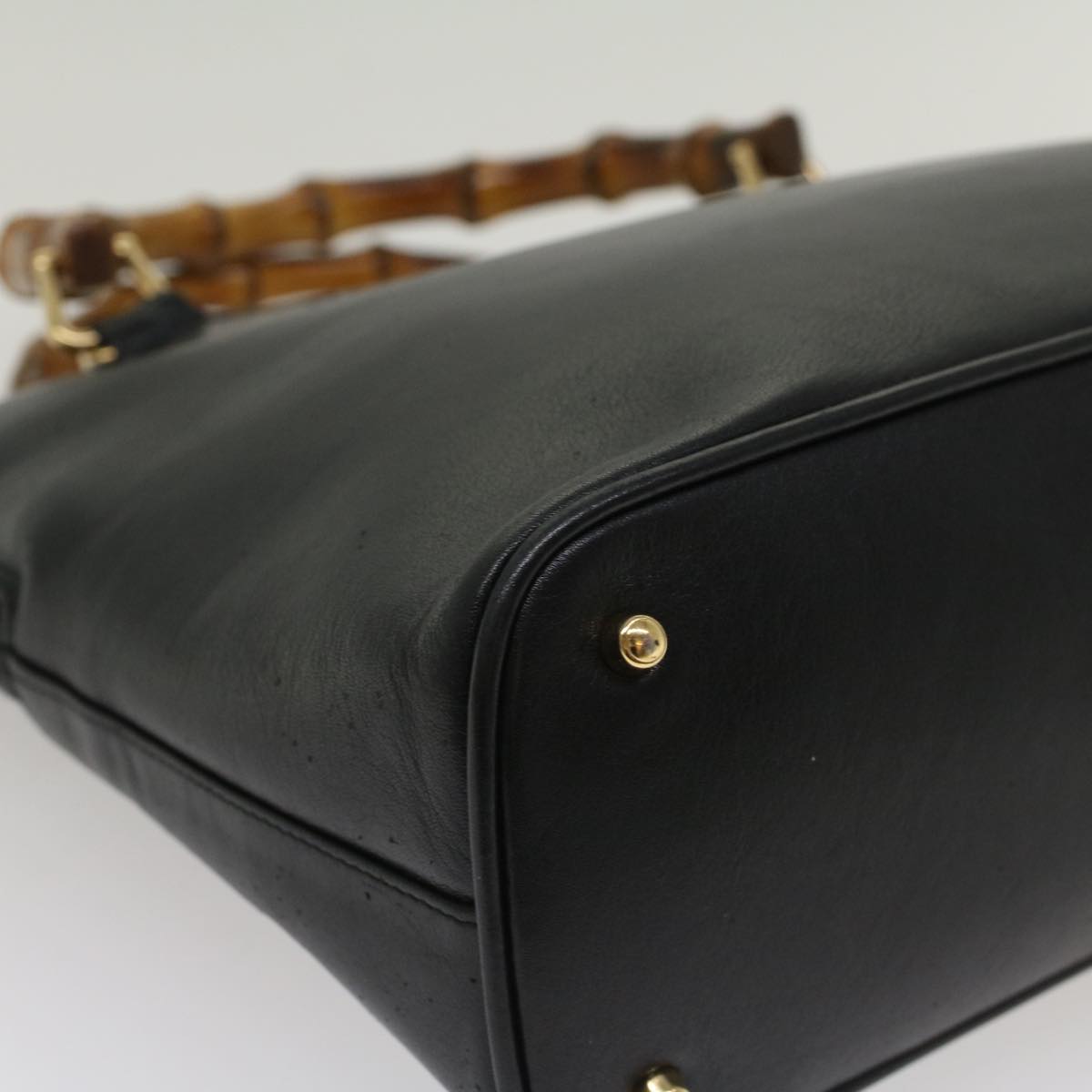 GUCCI Bamboo Hand Bag Leather Black 000 2214 0289 52034