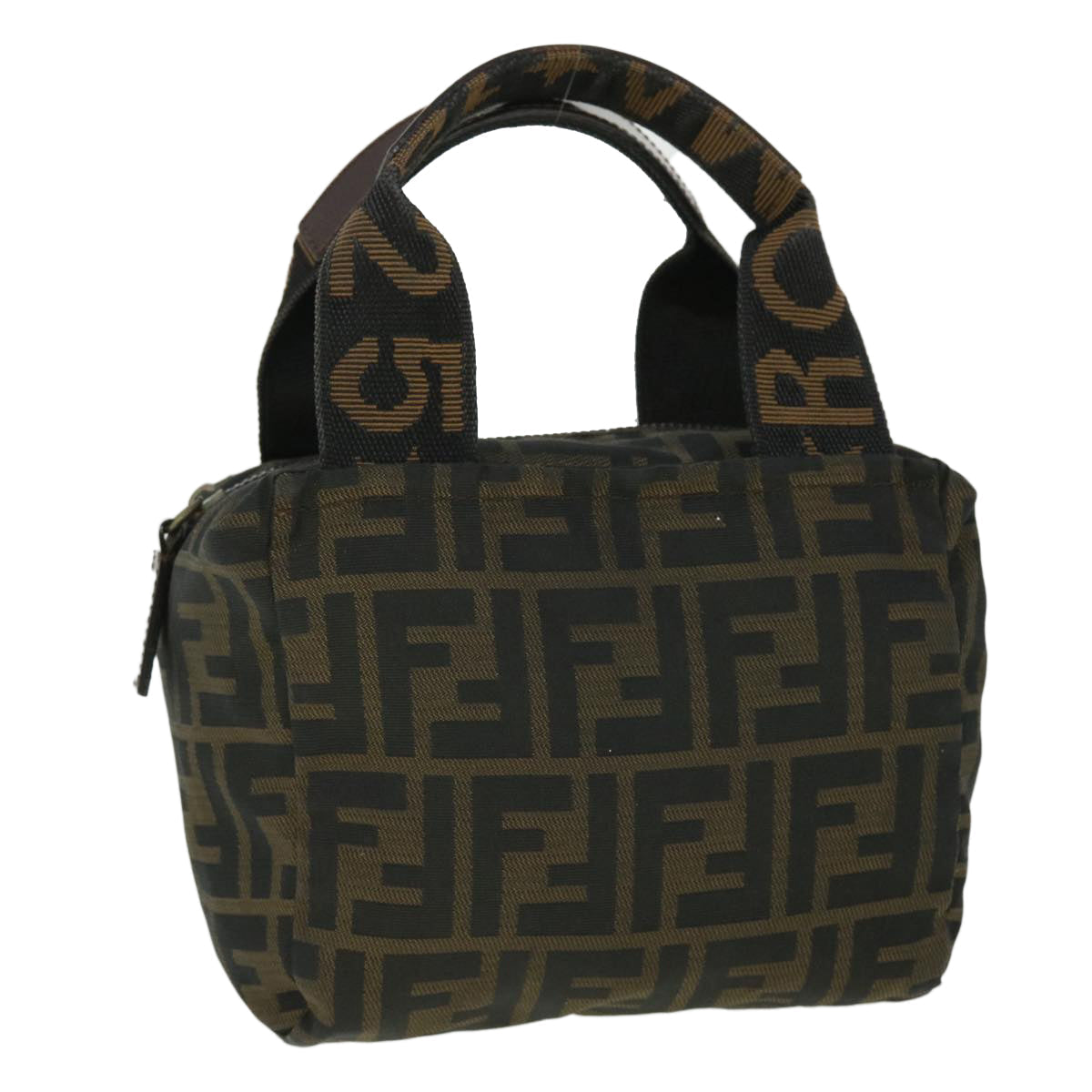 FENDI Zucca Canvas Hand Bag Black Brown 52035