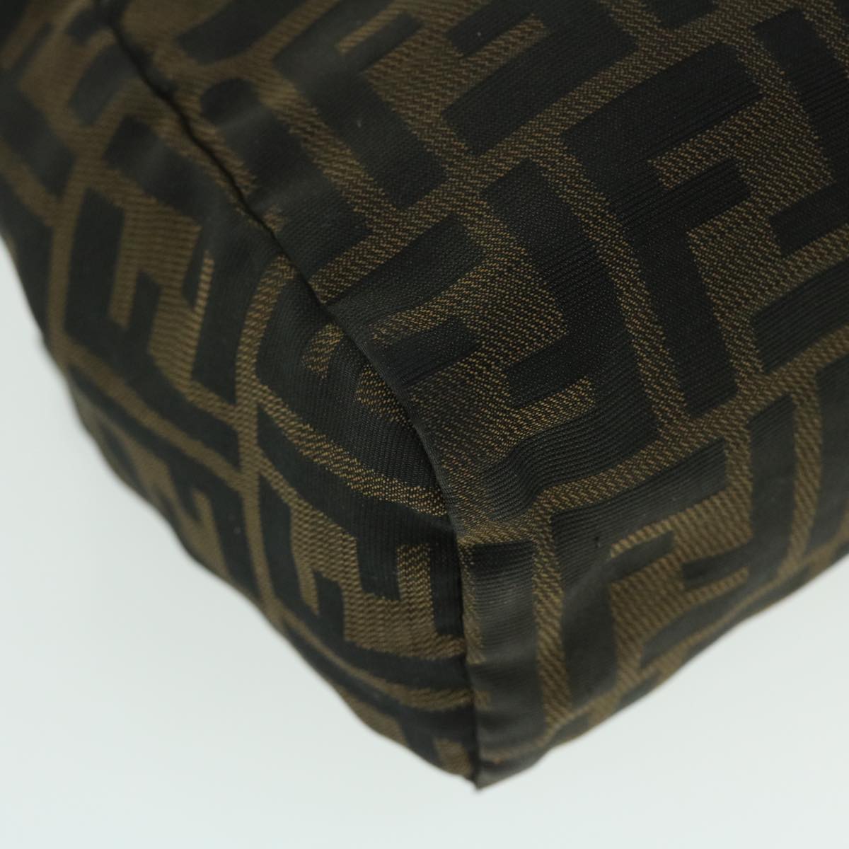 FENDI Zucca Canvas Hand Bag Black Brown 52035