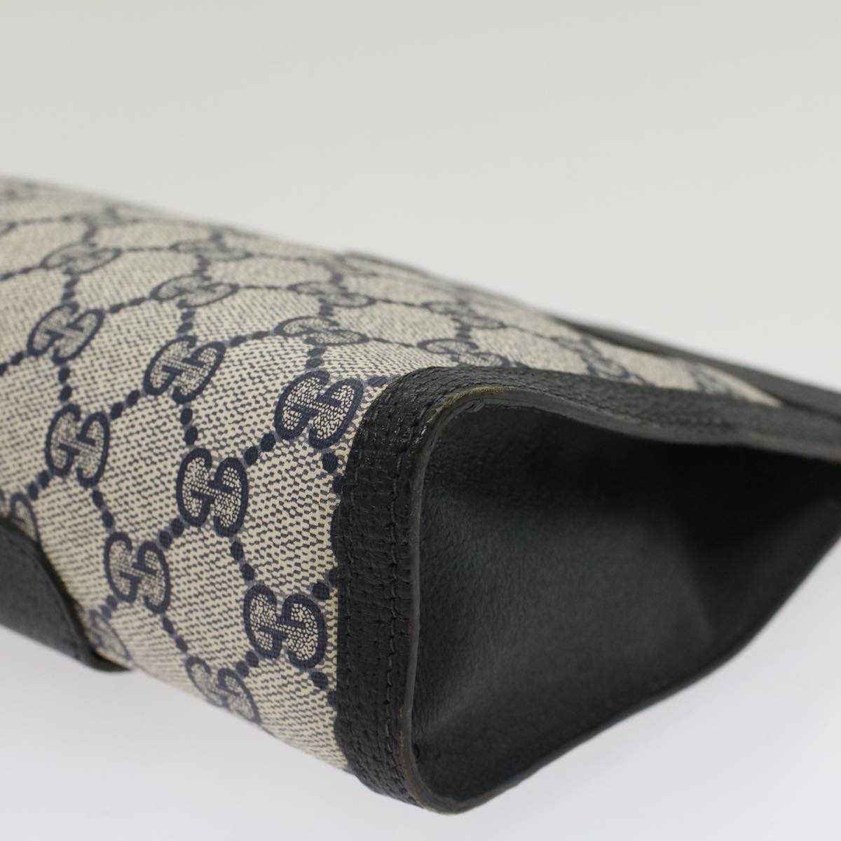 GUCCI GG Canvas Sherry Line Clutch Bag Gray Red Navy 89 01 032 52036