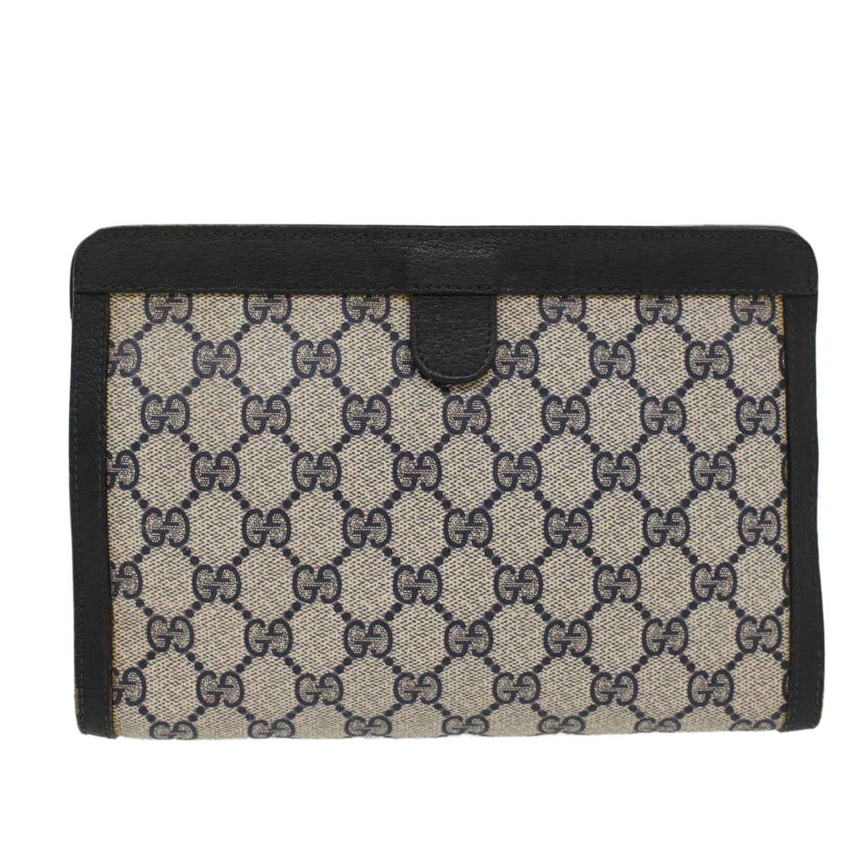 GUCCI GG Canvas Sherry Line Clutch Bag Gray Red Navy 89 01 032 52036