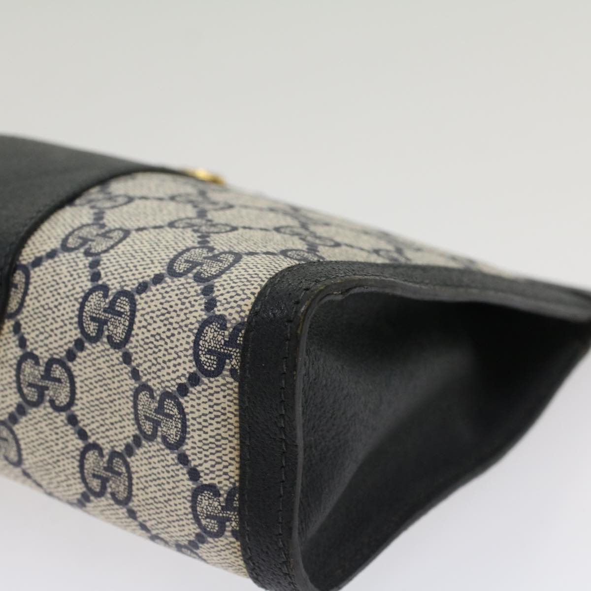GUCCI GG Canvas Sherry Line Clutch Bag Gray Red Navy 89 01 032 52036