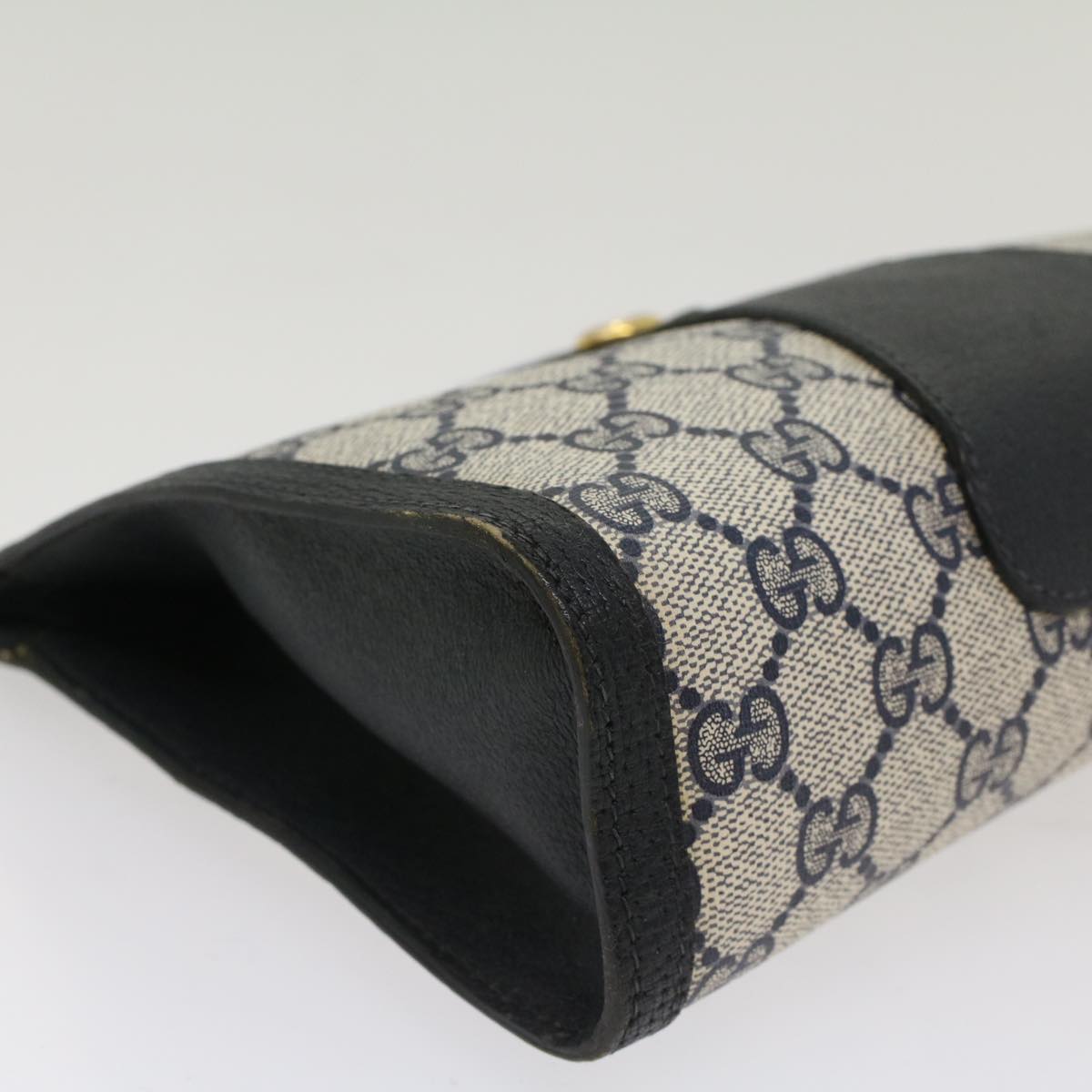 GUCCI GG Canvas Sherry Line Clutch Bag Gray Red Navy 89 01 032 52036
