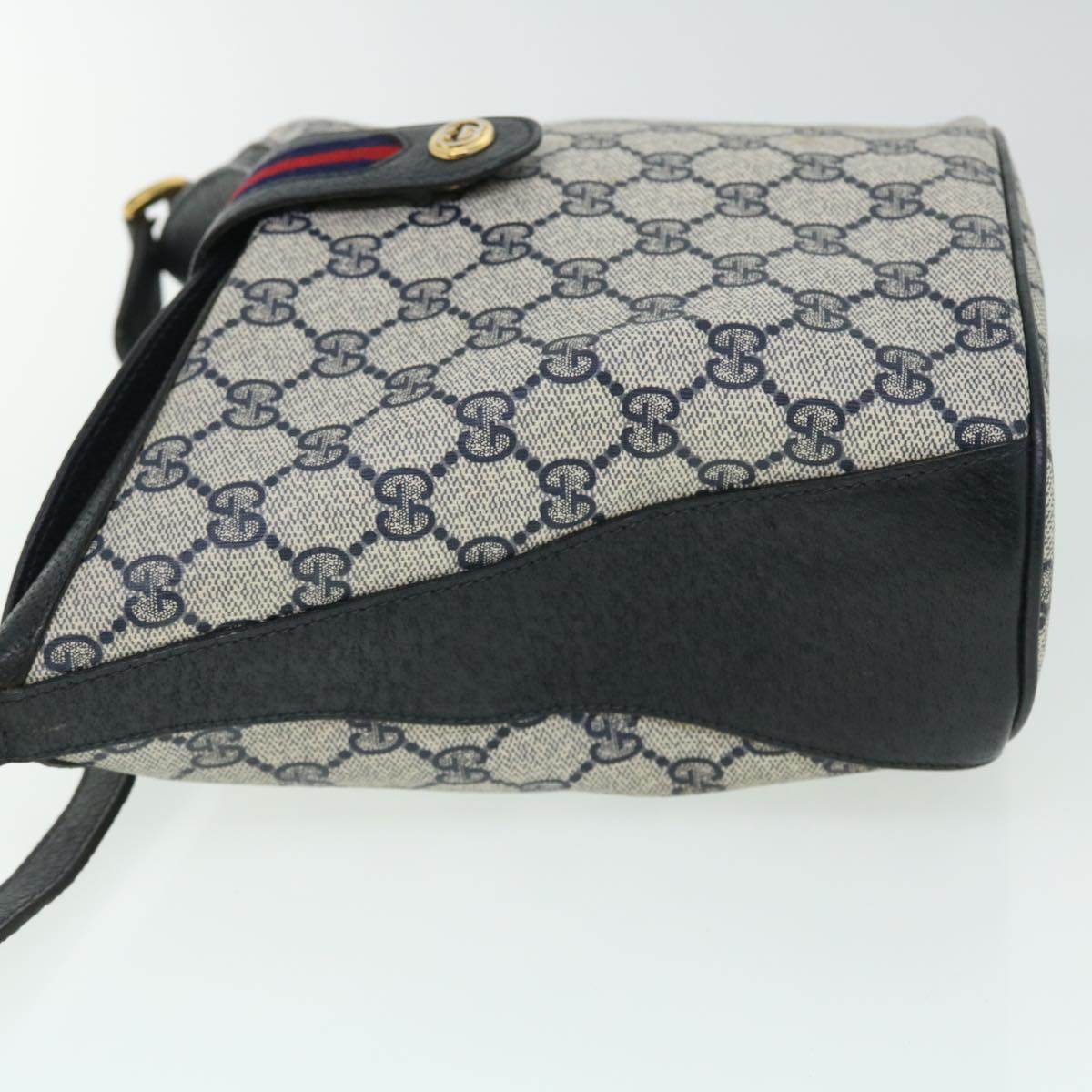 GUCCI GG Canvas Sherry Line Shoulder Bag PVC Leather Gray Red Navy 52037
