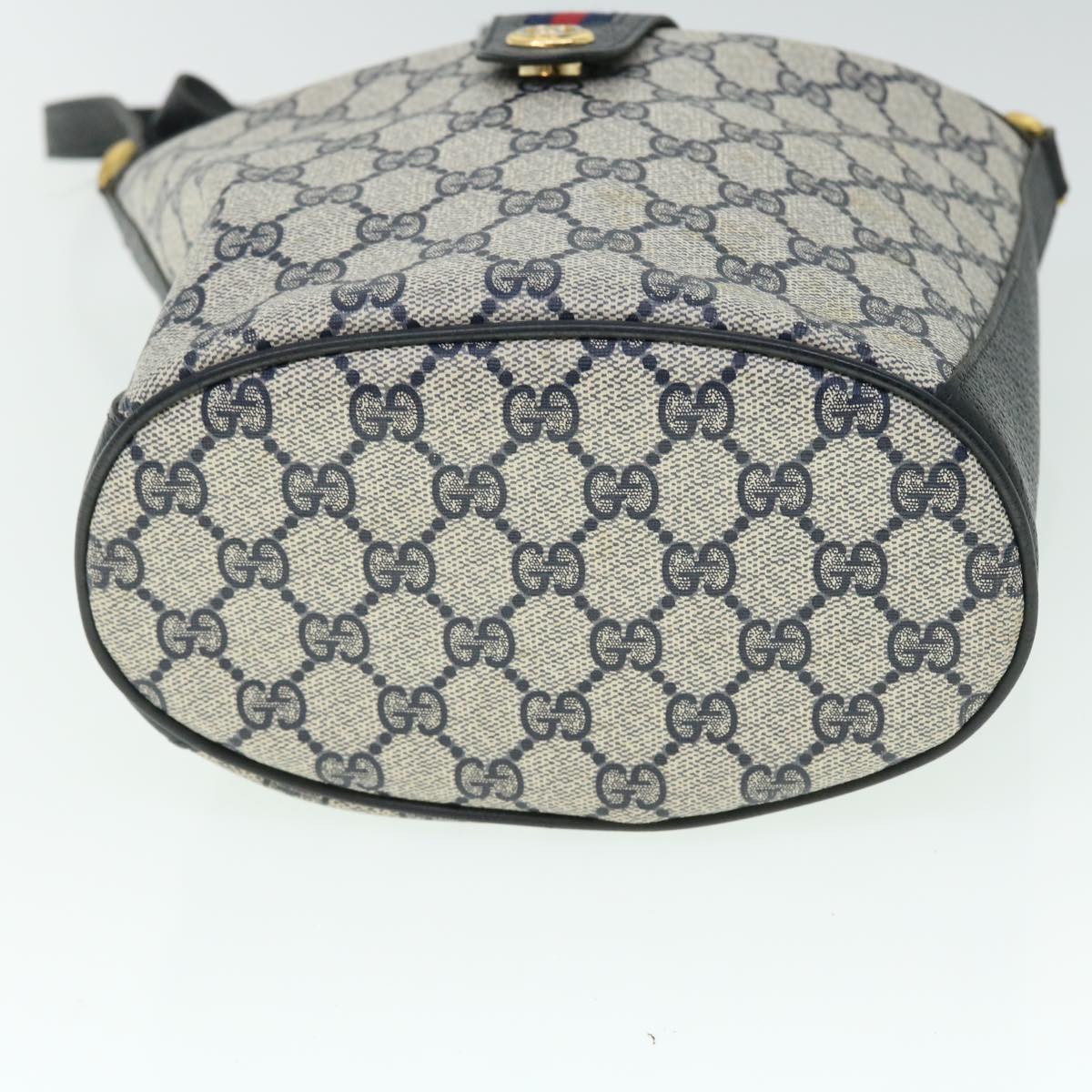 GUCCI GG Canvas Sherry Line Shoulder Bag PVC Leather Gray Red Navy 52037