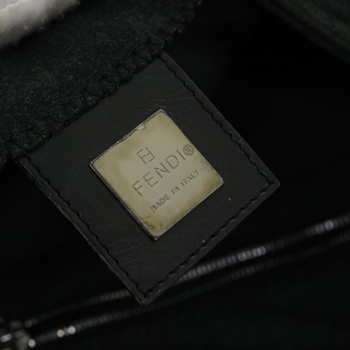 FENDI Mamma Baguette Shoulder Bag Nylon Gray 52069