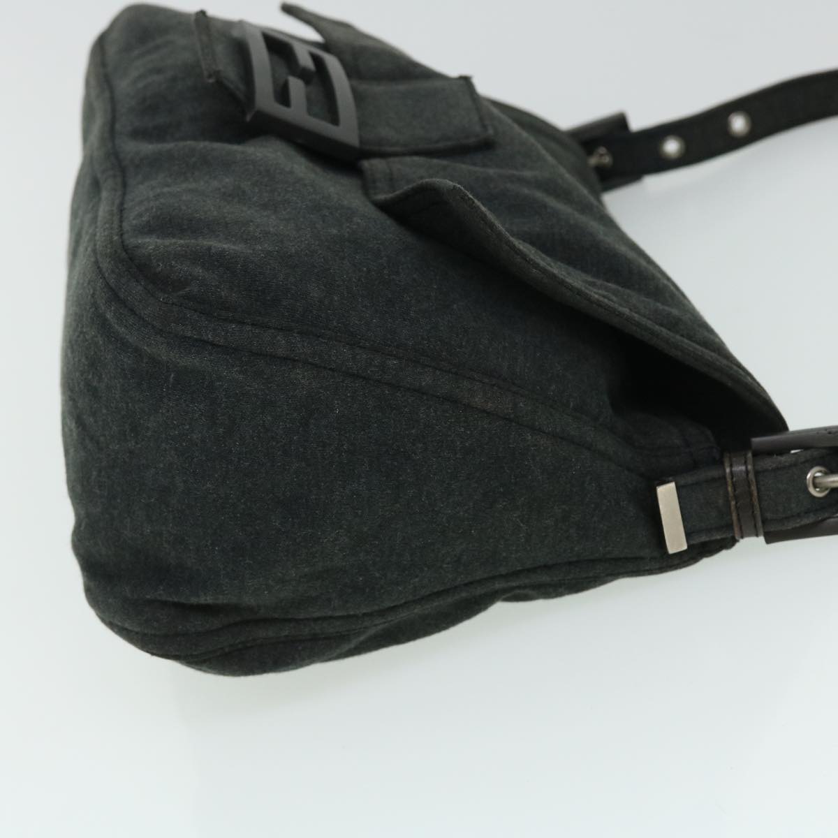 FENDI Mamma Baguette Shoulder Bag Nylon Gray 52069