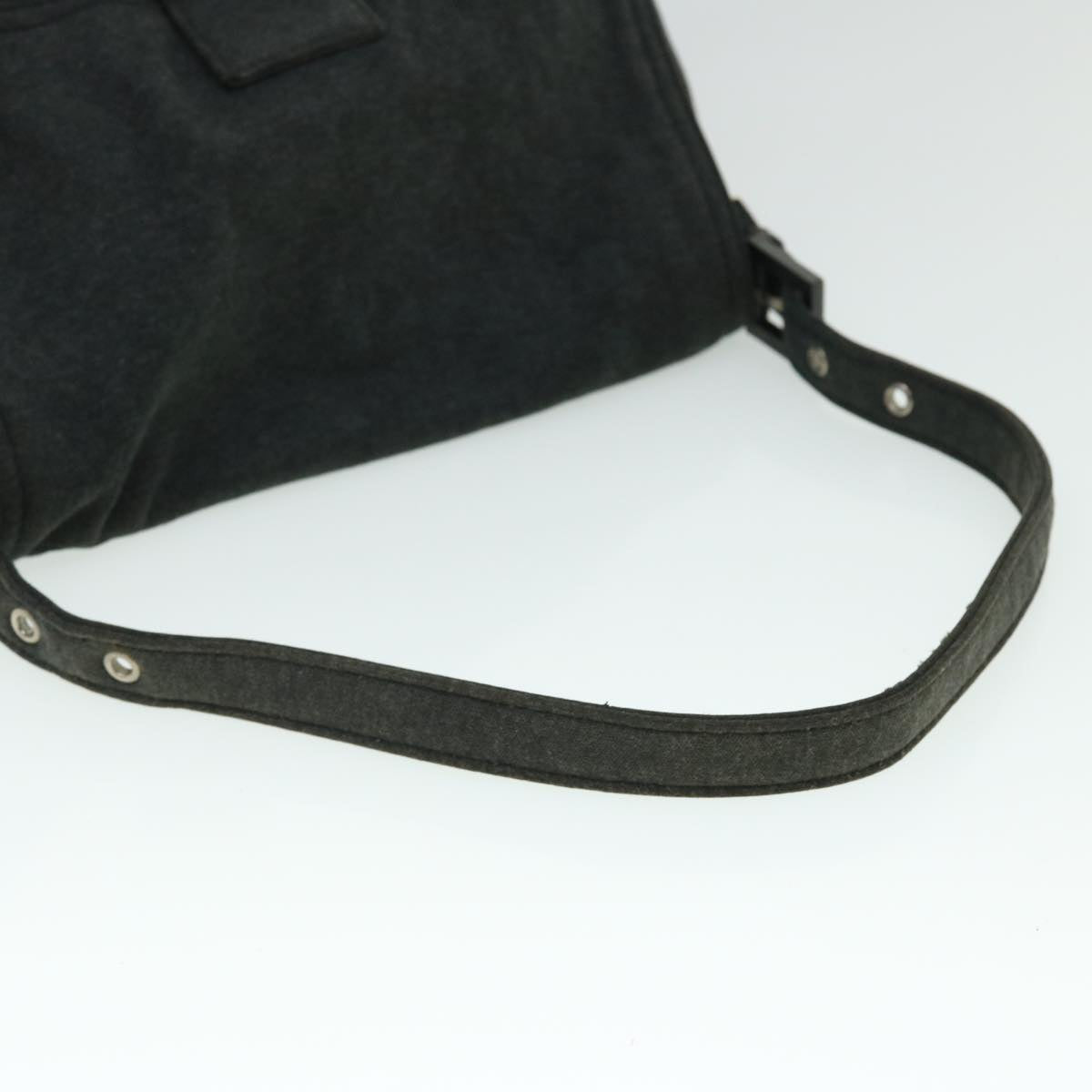 FENDI Mamma Baguette Shoulder Bag Nylon Gray 52069